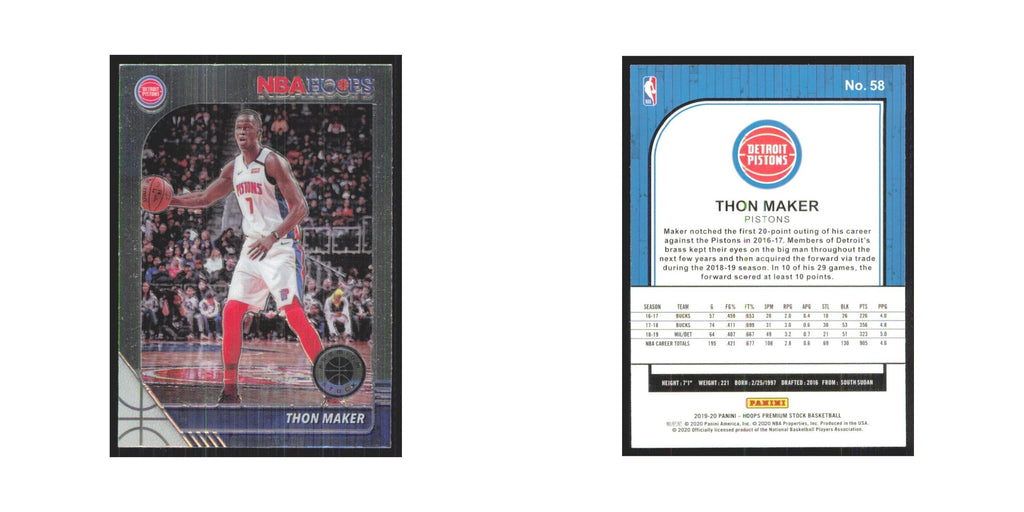 Thon Maker 2019 NBA Hoops Premium #58 Detroit Pistons Basketball Card NM