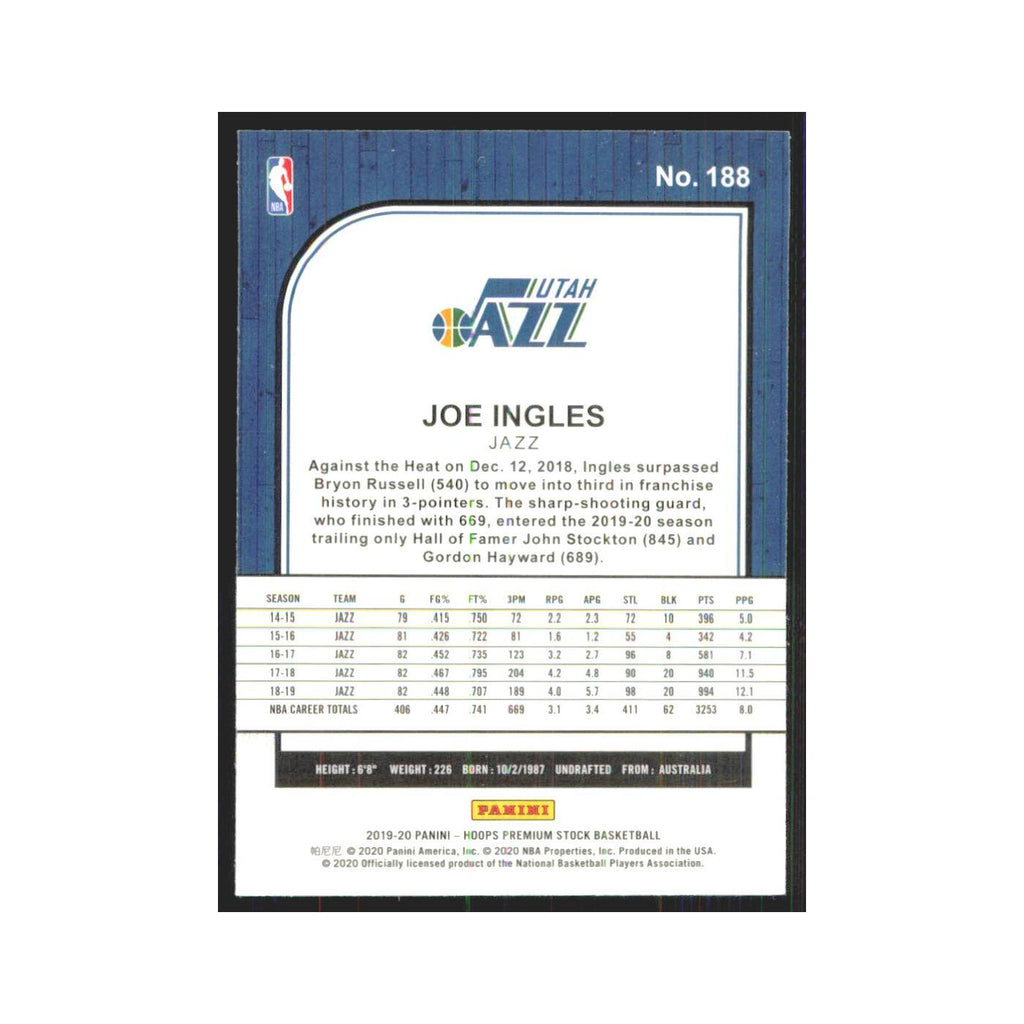 Joe Ingles 2019 NBA Hoops Premium #188 Utah Jazz Basketball Card NM
