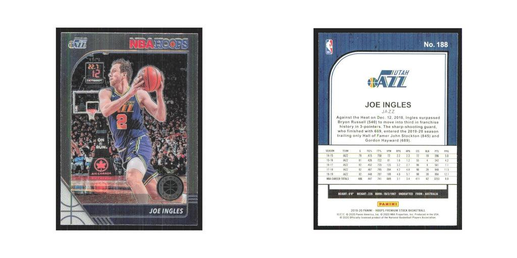 Joe Ingles 2019 NBA Hoops Premium #188 Utah Jazz Basketball Card NM