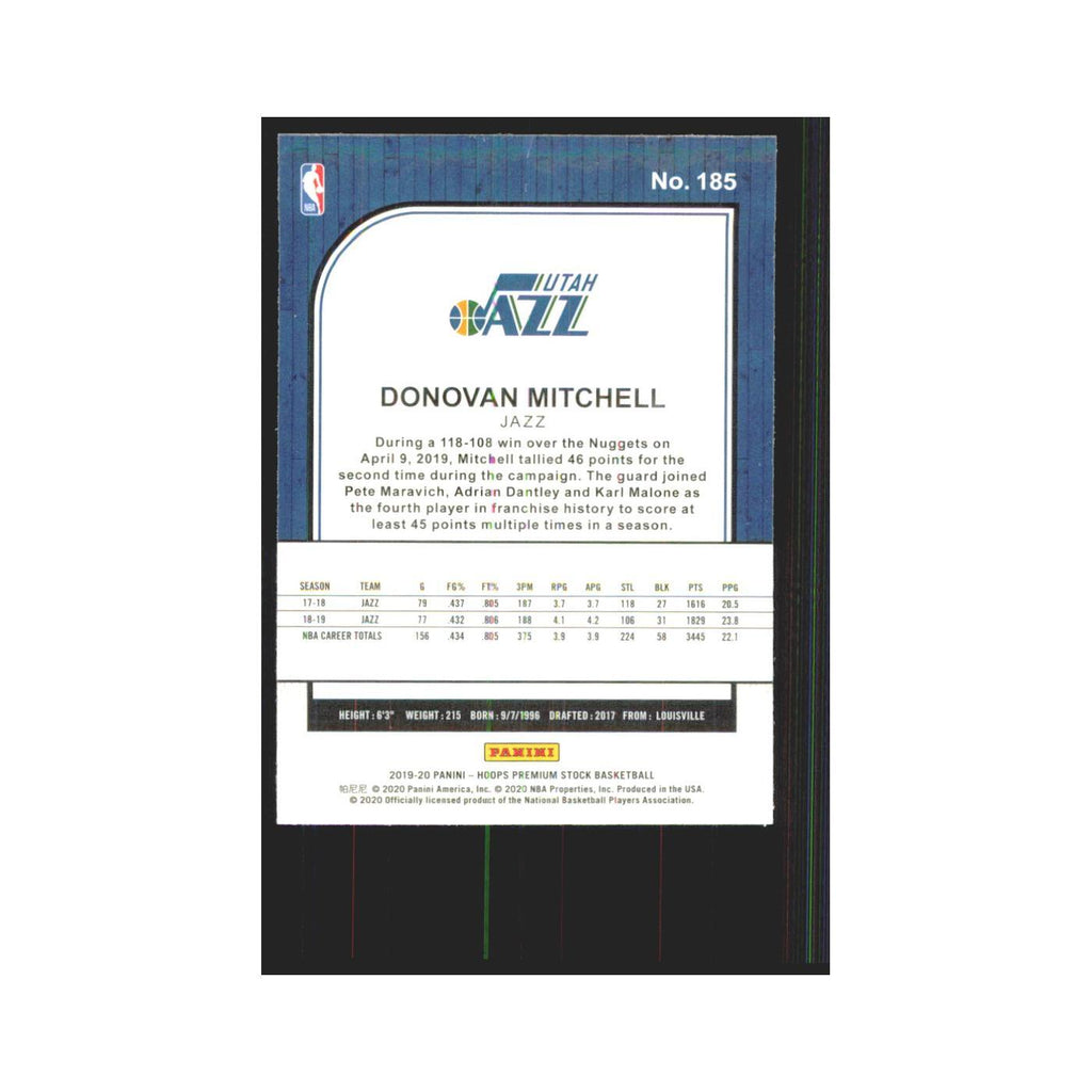Donovan Mitchell 2019 NBA Hoops Premium #185 Utah Jazz Basketball Card NM