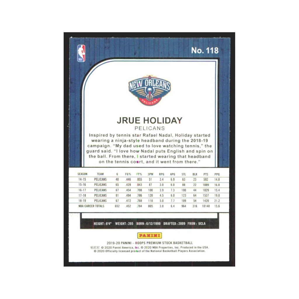 Jrue Holiday 2019 NBA Hoops Premium #118 New Orleans Pelicans Basketball Card NM
