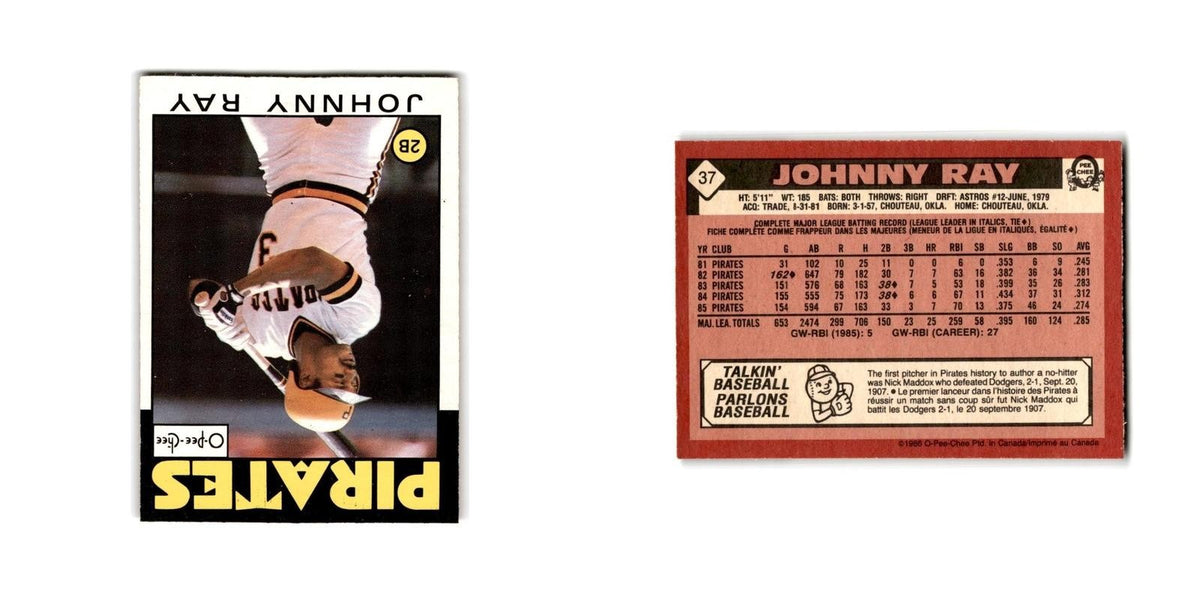 Johnny Ray 1986 O-Pee-Chee #37 Pittsburgh Pirates Baseball Card NM