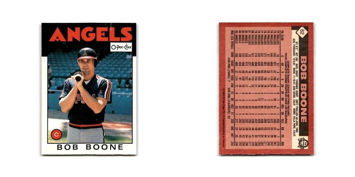 Bob Boone 1986 O-Pee-Chee #62 California Angels Baseball Card NM