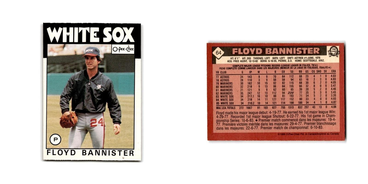 Floyd Bannister 1986 O-Pee-Chee #64 Chicago White Sox Baseball Card NM