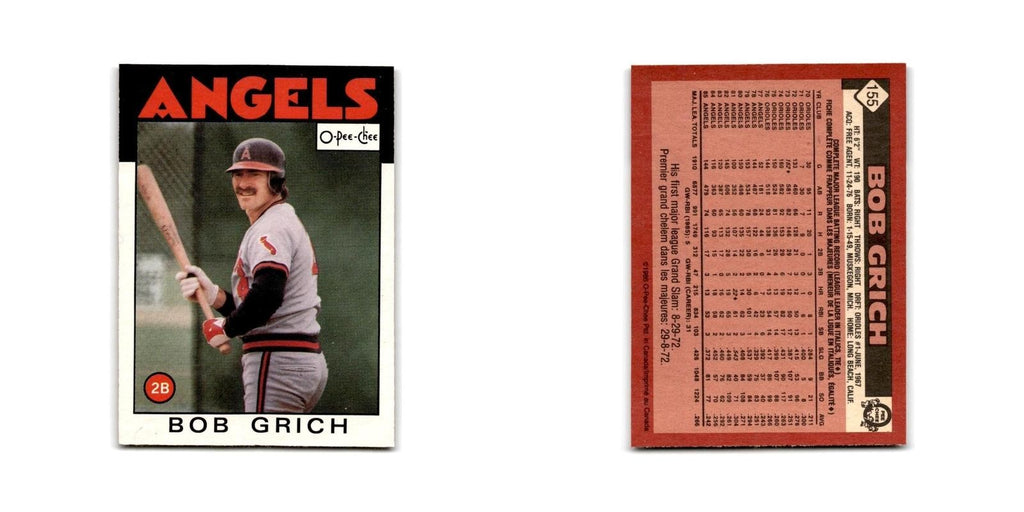 Bobby Grich 1986 O-Pee-Chee #155 California Angels Baseball Card NM