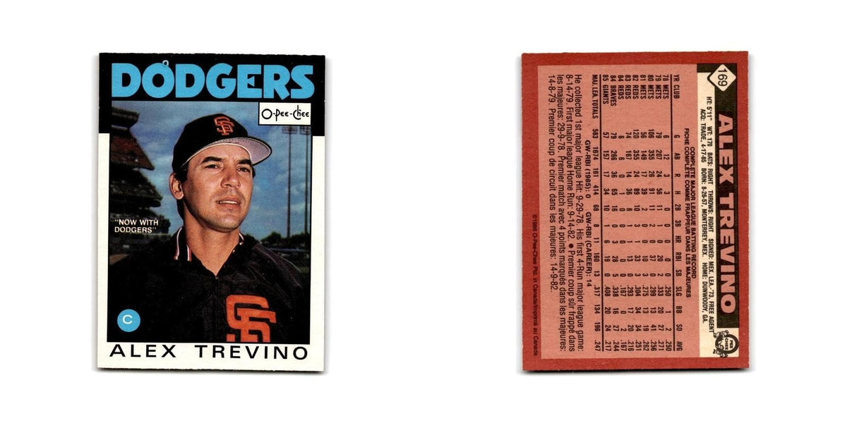Alex Trevino 1986 O-Pee-Chee #169 Los Angeles Dodgers Baseball Card NM