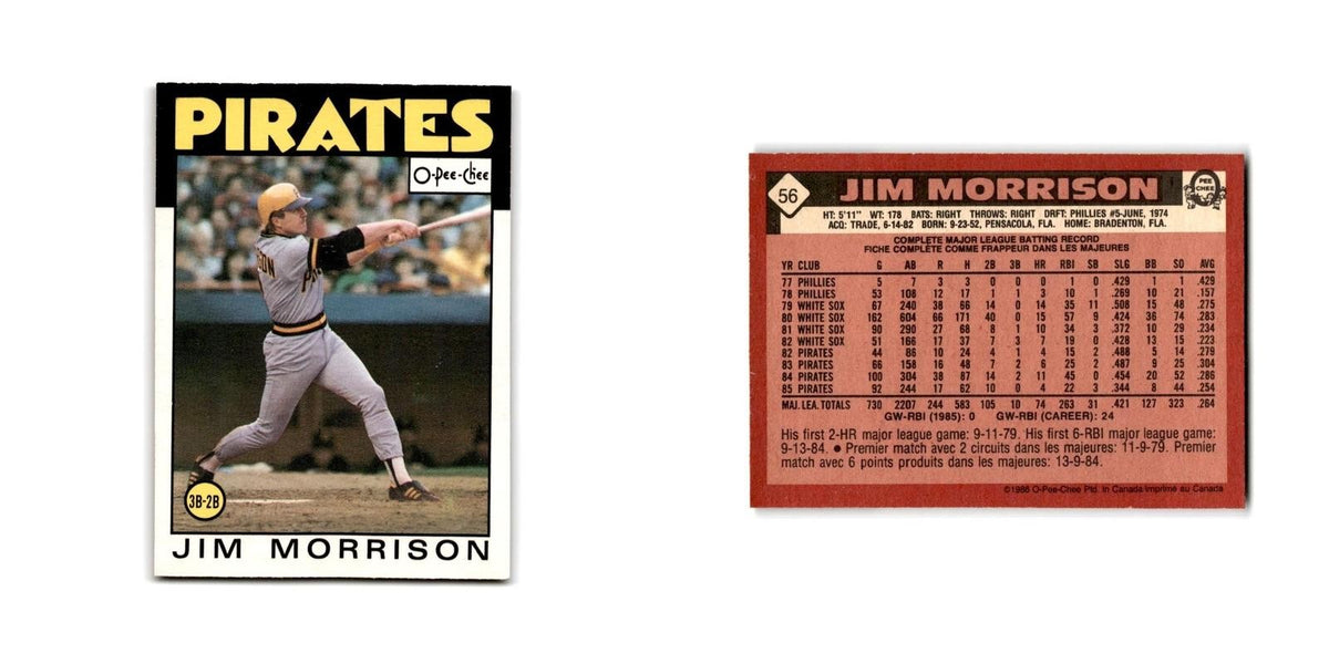 Jim Morrison 1986 O-Pee-Chee #56 Pittsburgh Pirates Baseball Card NM