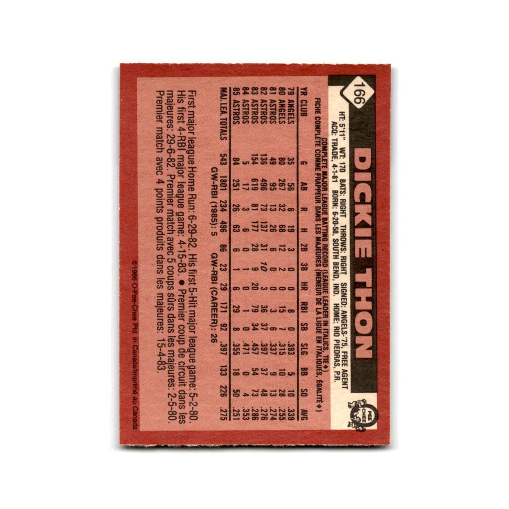 Dickie Thon 1986 O-Pee-Chee #166 Houston Astros Baseball Card NM