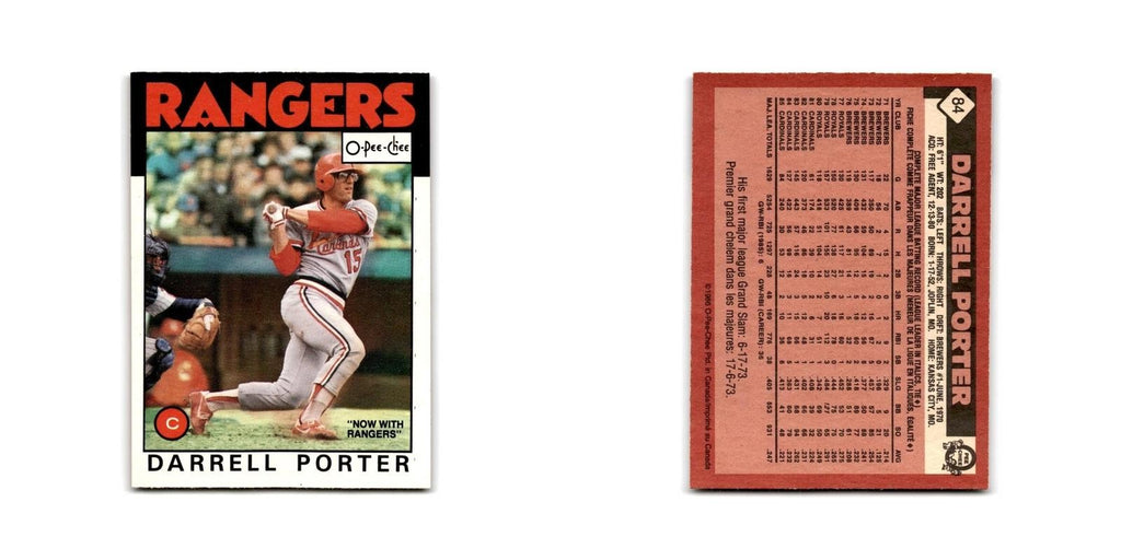 Darrell Porter 1986 O-Pee-Chee #84 Texas Rangers Baseball Card NM