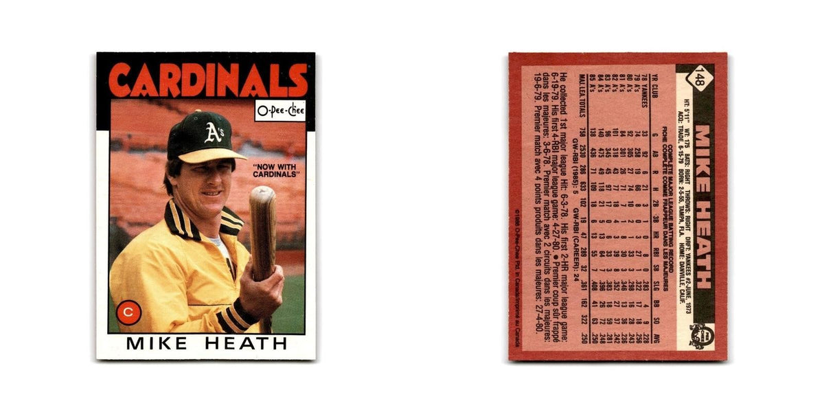 Mike Heath 1986 O-Pee-Chee #148 St. Louis Cardinals Baseball Card NM