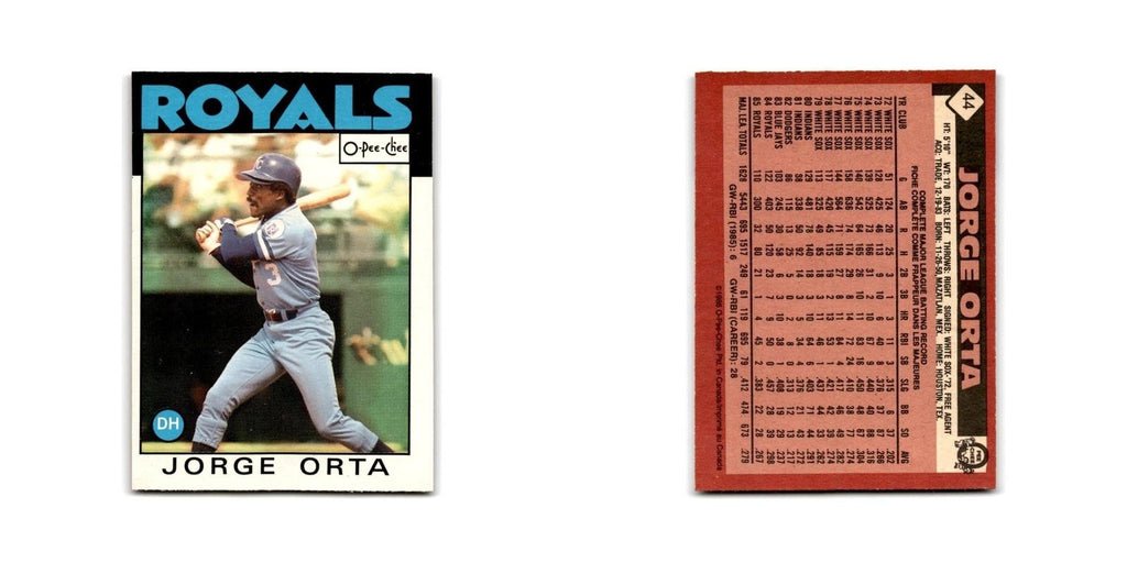 Jorge Orta 1986 O-Pee-Chee #44 Kansas City Royals Baseball Card NM
