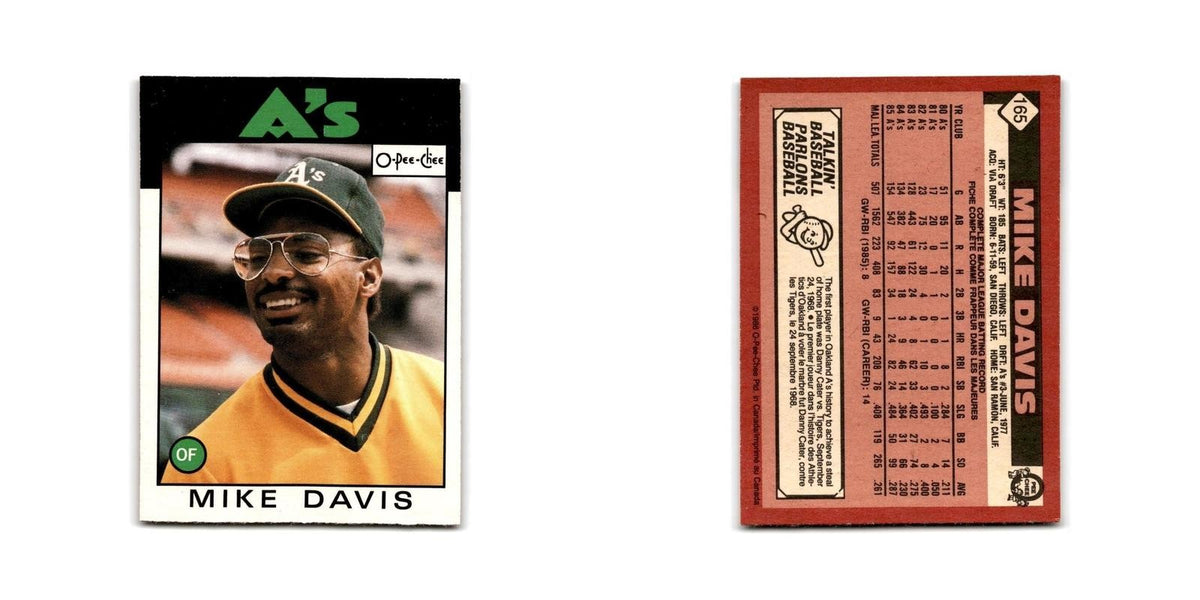 Mike Davis 1986 O-Pee-Chee #165 Oakland Athletics Baseball Card NM