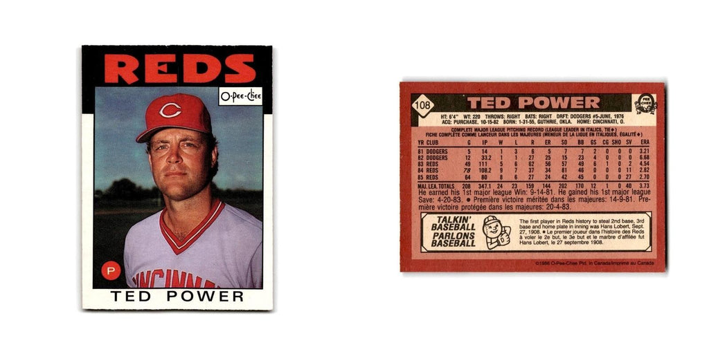 Ted Power 1986 O-Pee-Chee #108 Cincinnati Reds Baseball Card NM