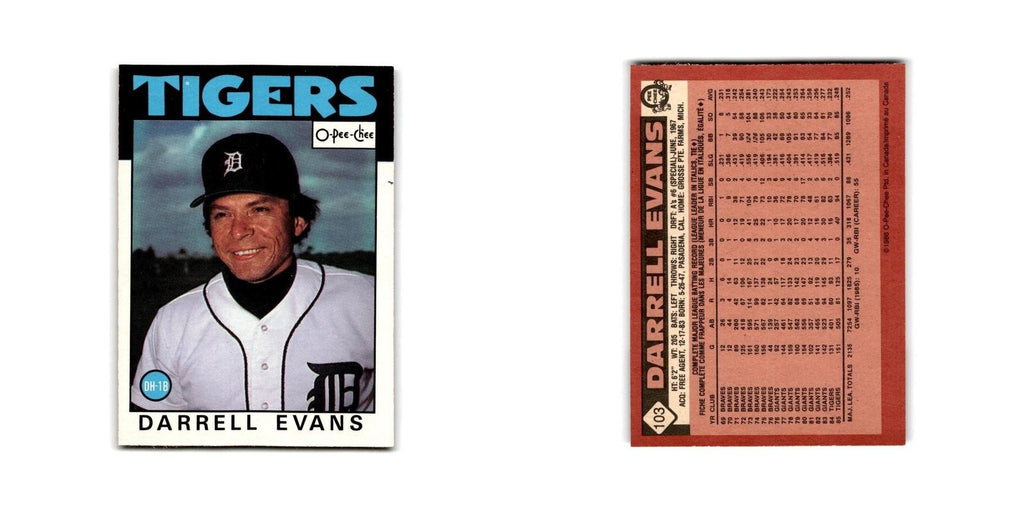 Darrell Evans 1986 O-Pee-Chee #103 Detroit Tigers Baseball Card NM