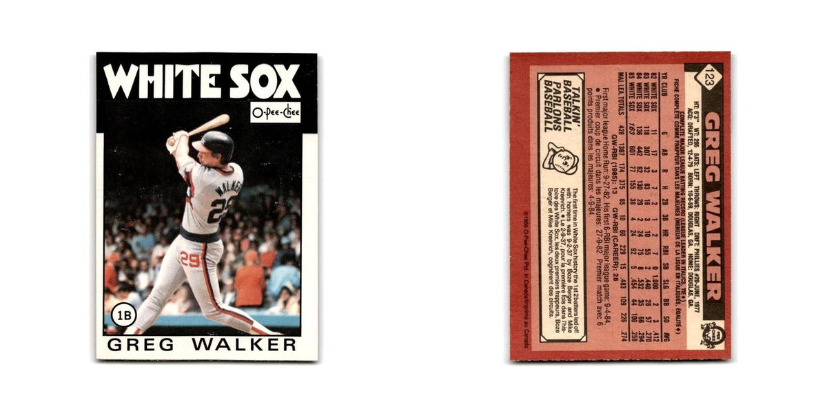 Greg Walker 1986 O-Pee-Chee #123 Chicago White Sox Baseball Card NM