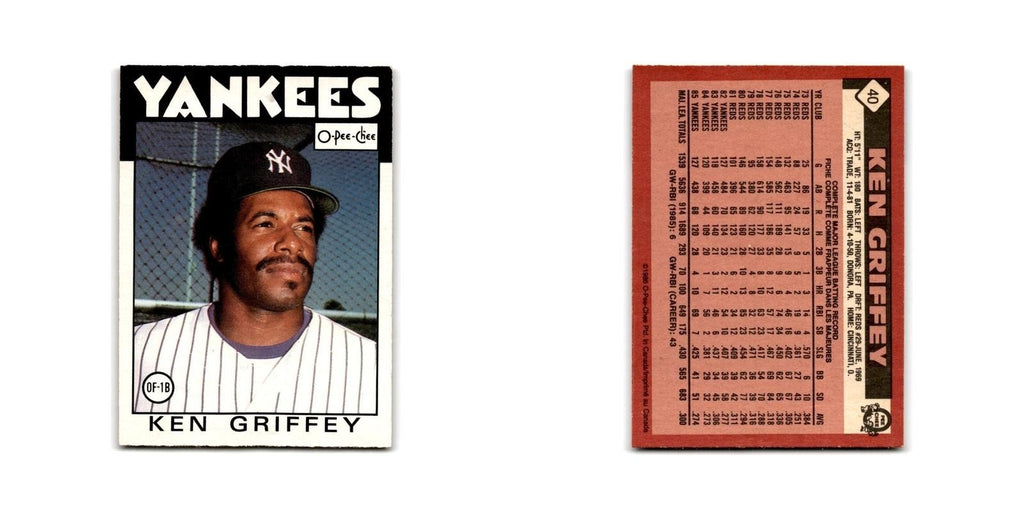 Ken Griffey 1986 O-Pee-Chee #40 New York Yankees Baseball Card NM