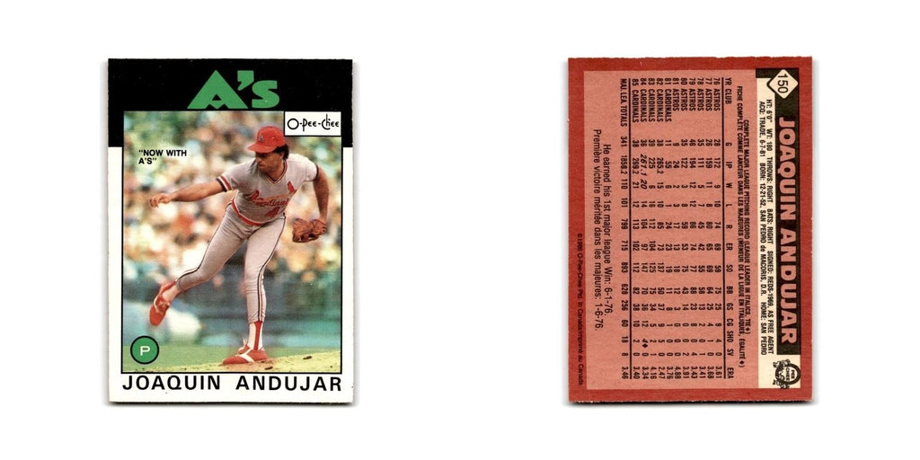 Joaquin Andujar 1986 O-Pee-Chee #150 Oakland Athletics Baseball Card NM