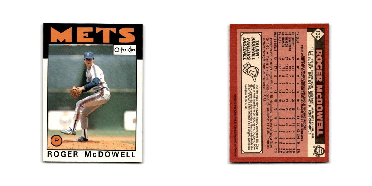 Roger McDowell 1986 O-Pee-Chee #139 New York Mets Baseball Card NM