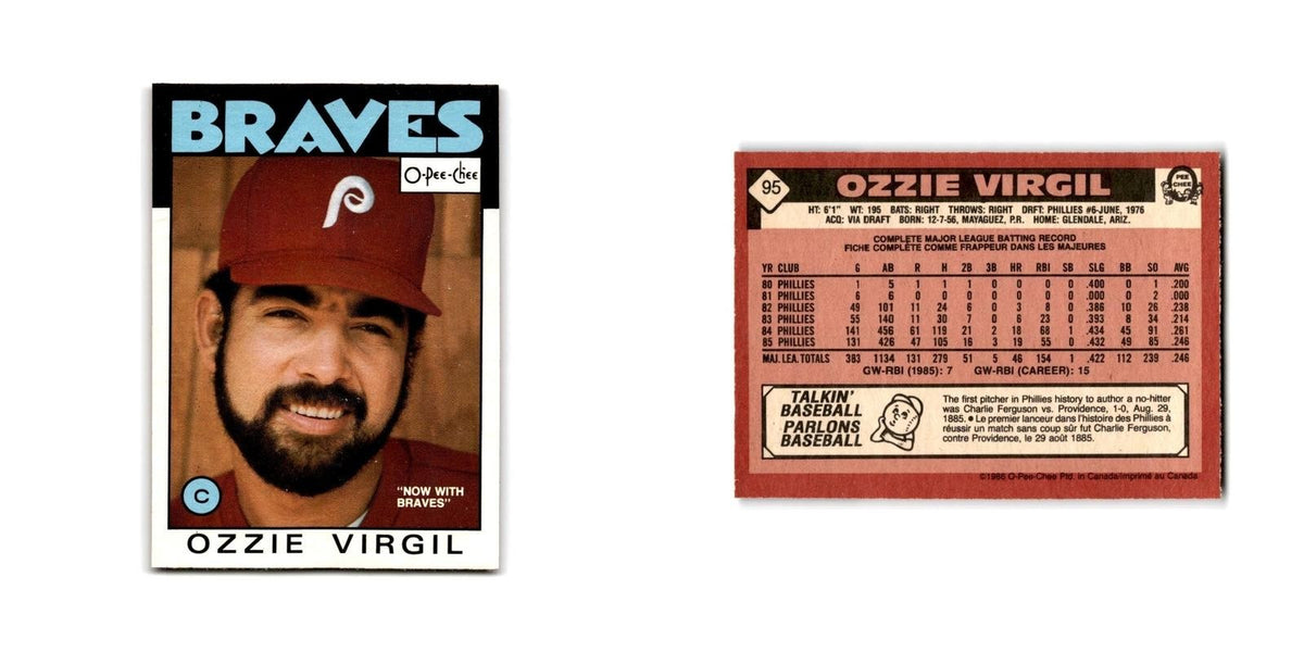 Ozzie Virgil 1986 O-Pee-Chee #95 Atlanta Braves Baseball Card NM