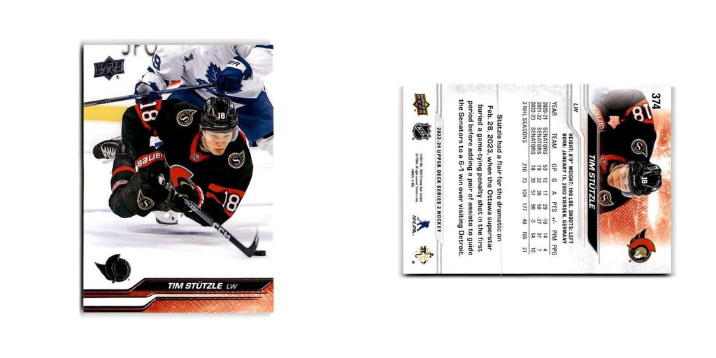 2023 Upper Deck Tim Stutzle Ottawa Senators #374