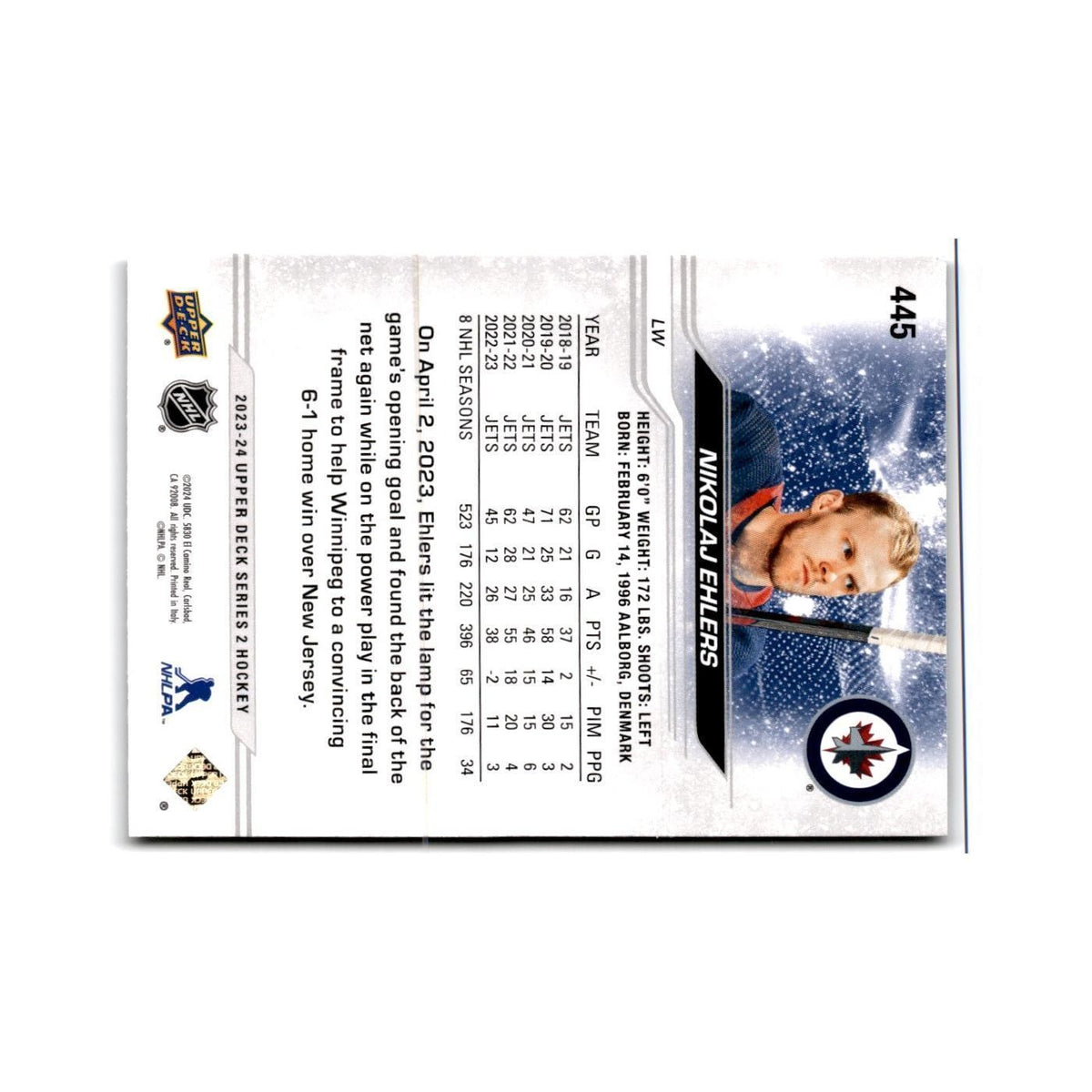 2023 Upper Deck Nikolaj Ehlers Winnipeg Jets #445