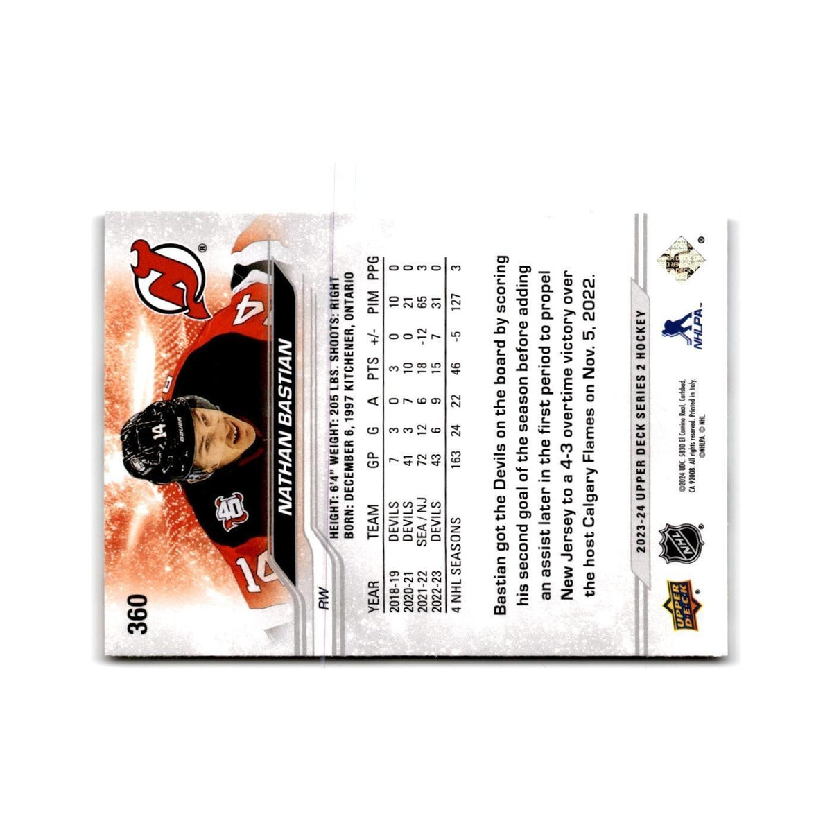 2023 Upper Deck Nathan Bastian New Jersey Devils #360