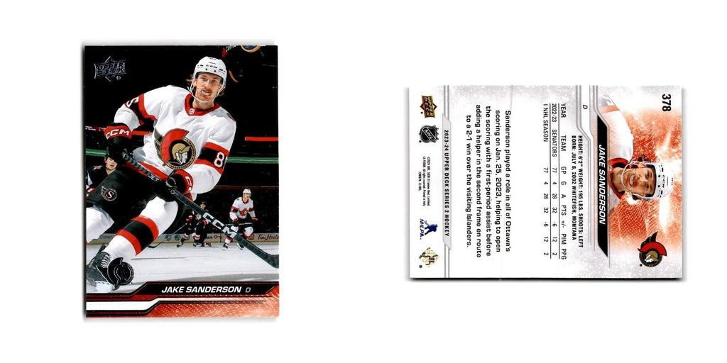 2023 Upper Deck Jake Sanderson Ottawa Senators #378