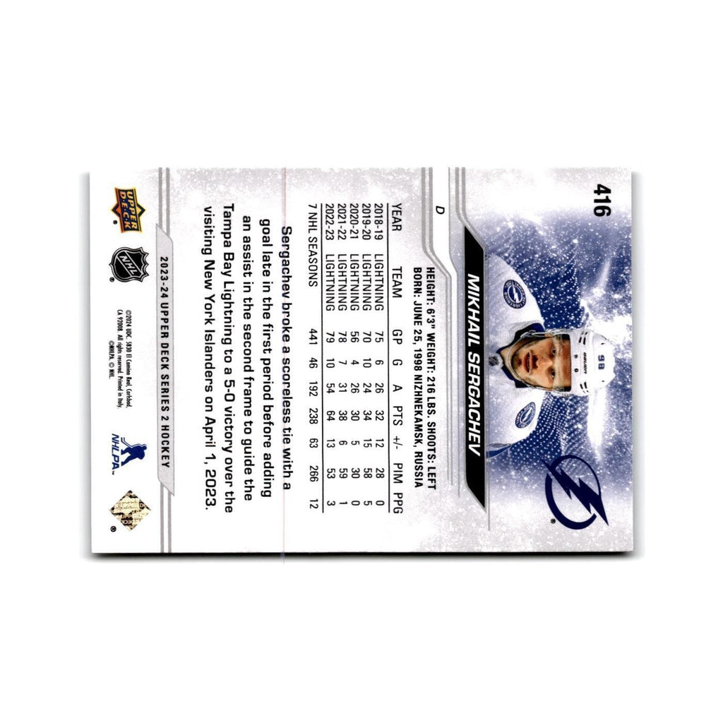 2023 Upper Deck Mikhail Sergachev Tampa Bay Lightning #416