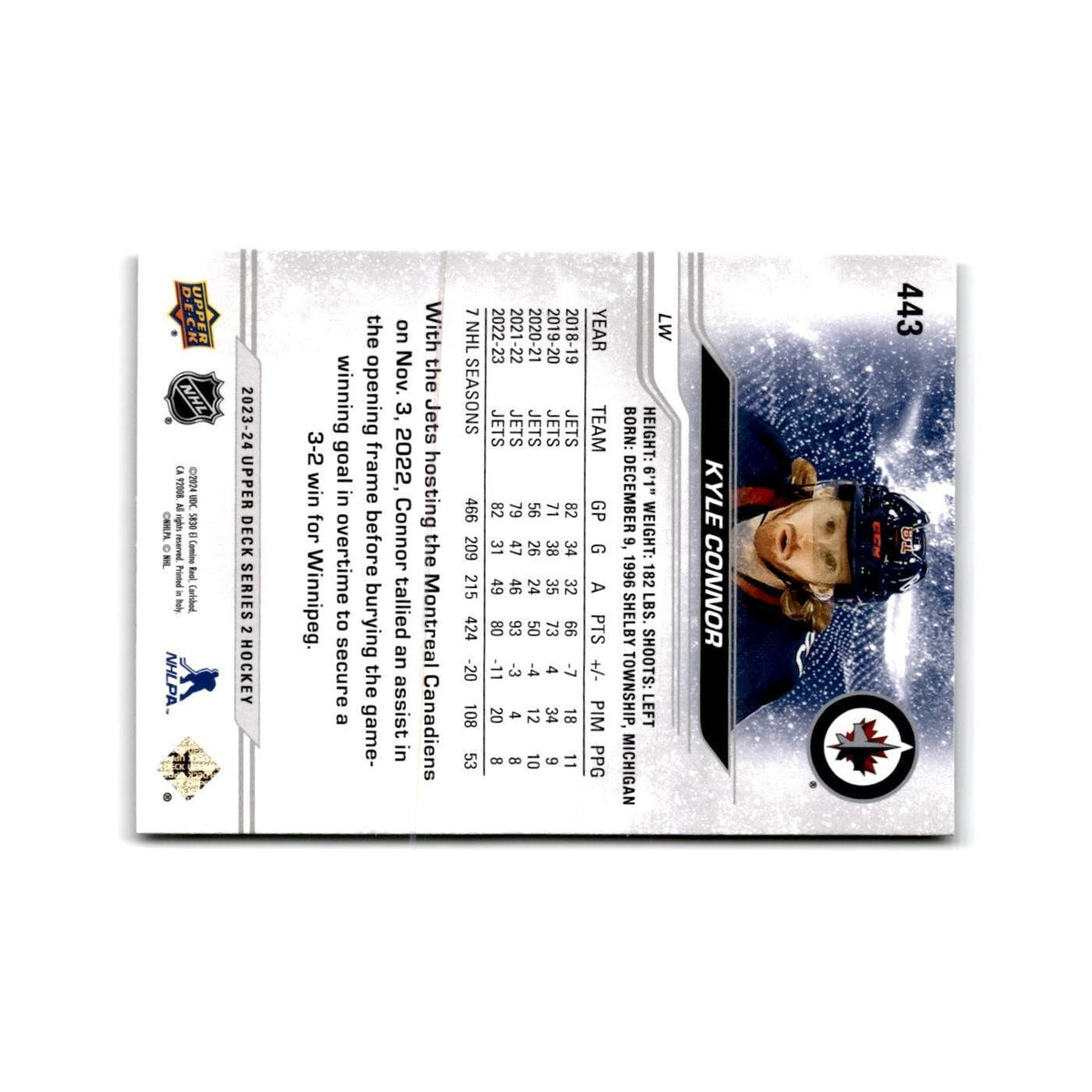 2023 Upper Deck Kyle Connor Winnipeg Jets #443