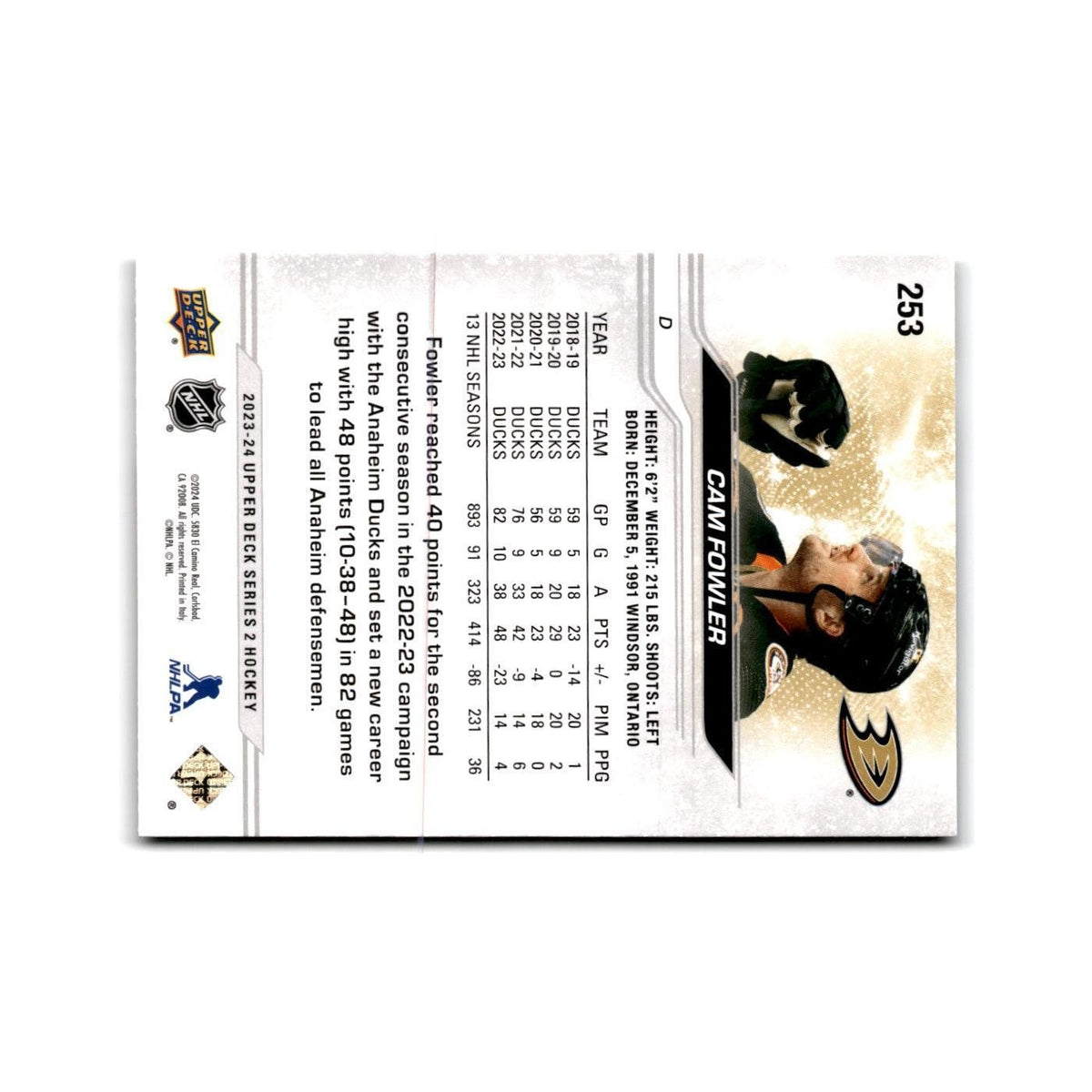 2023 Upper Deck Cam Fowler Anaheim Ducks #253