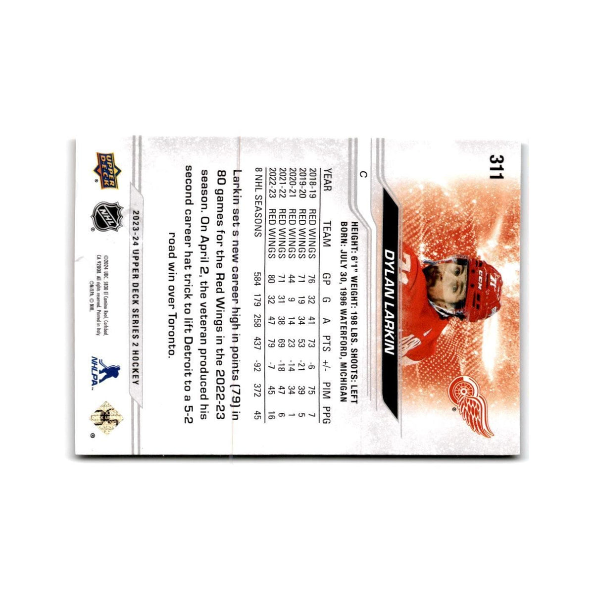 2023 Upper Deck Dylan Larkin Detroit Red Wings #311