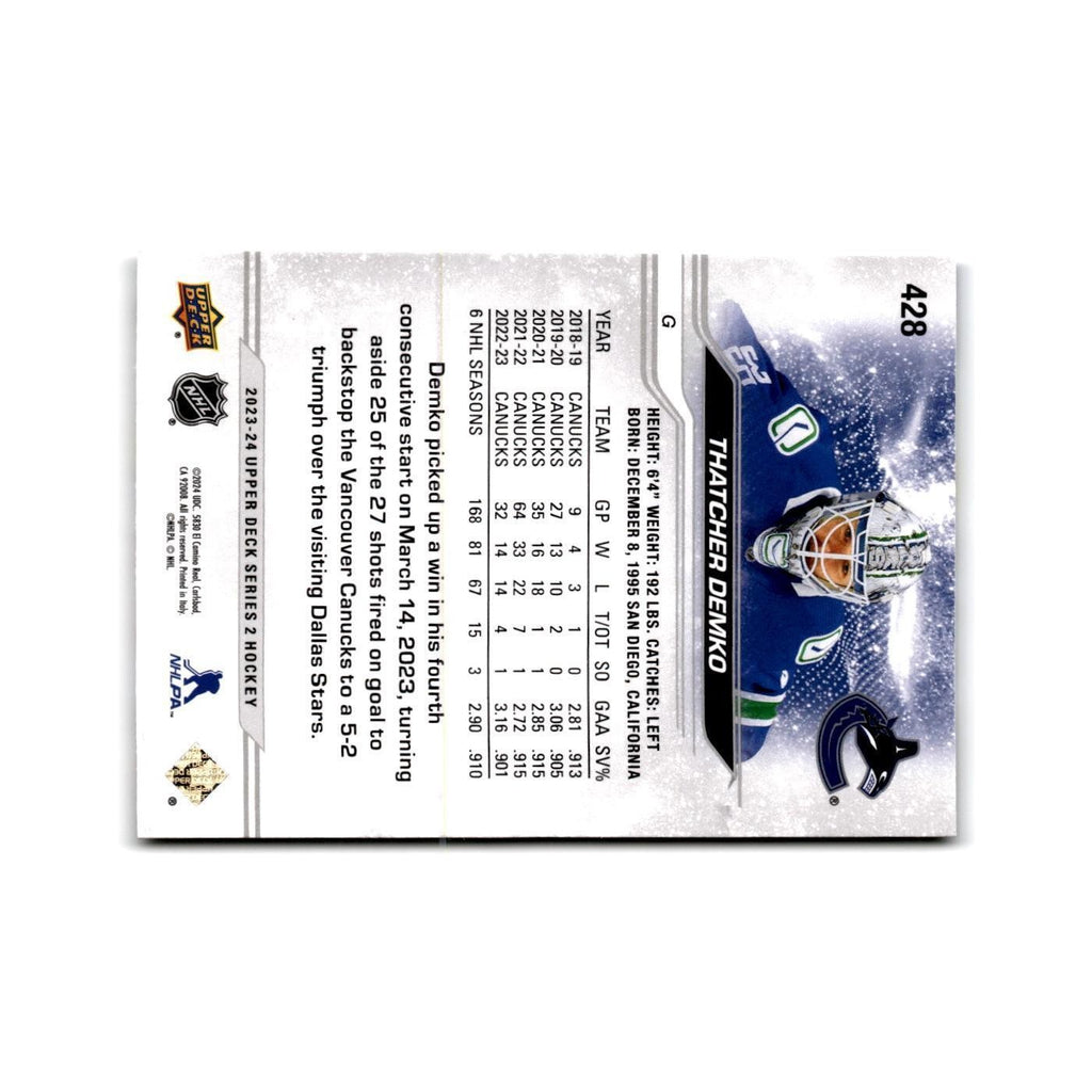 2023 Upper Deck Thatcher Demko Vancouver Canucks #428