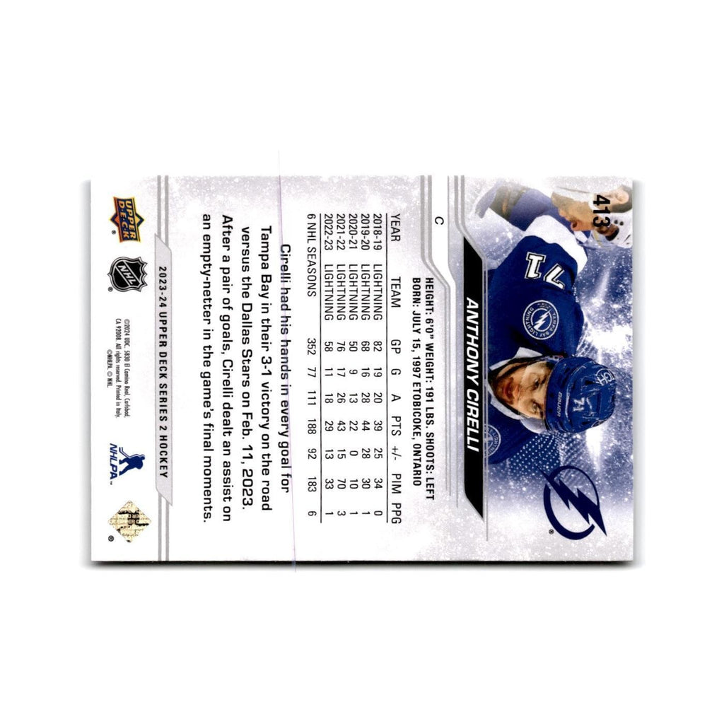 2023 Upper Deck Anthony Cirelli Tampa Bay Lightning #413