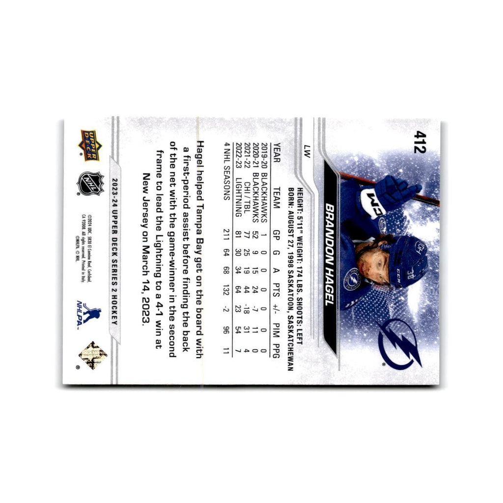 2023 Upper Deck Brandon Hagel Tampa Bay Lightning #412