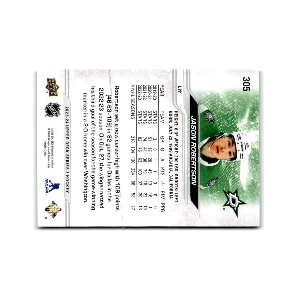 2023 Upper Deck Jason Robertson Dallas Stars #305