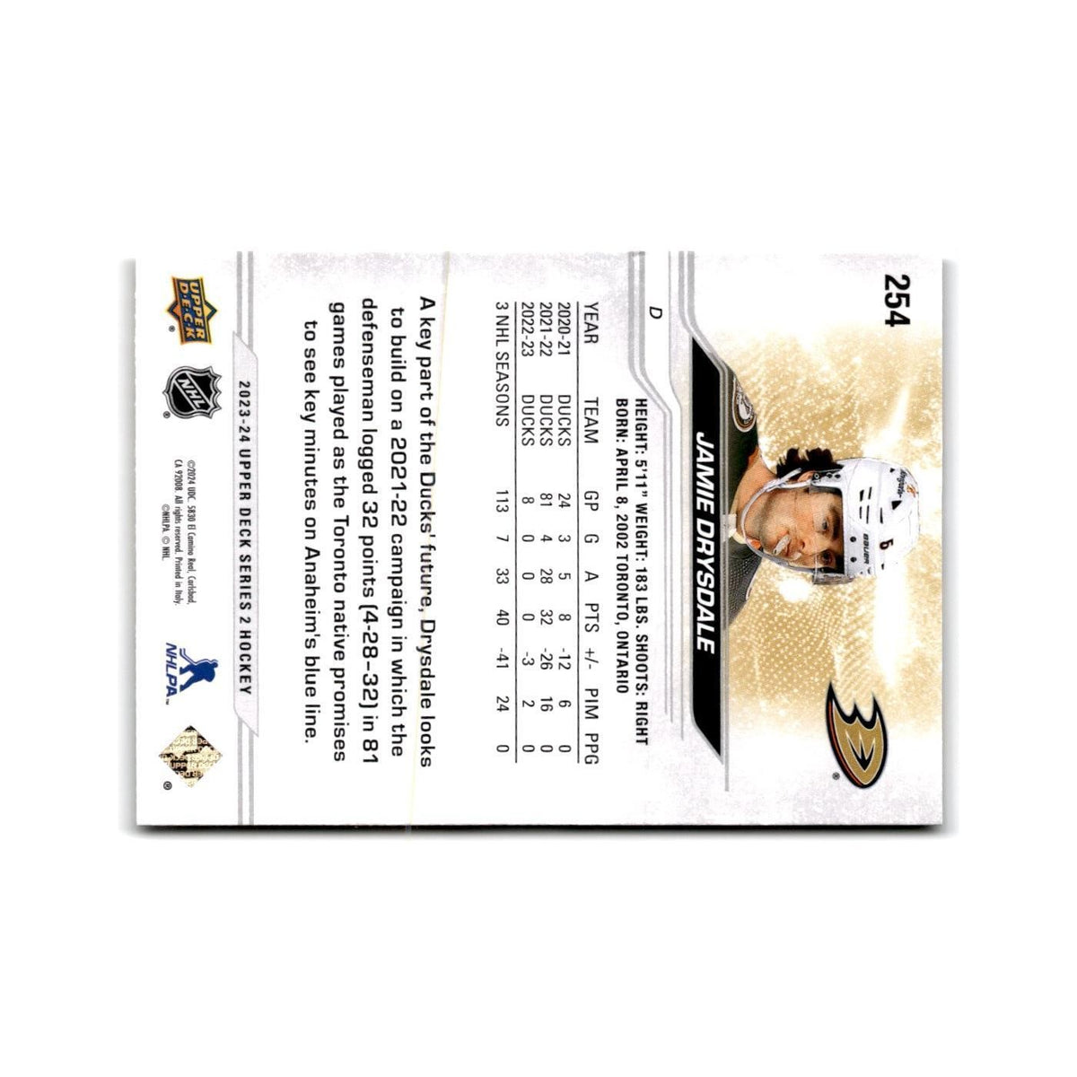 2023 Upper Deck Jamie Drysdale Anaheim Ducks #254