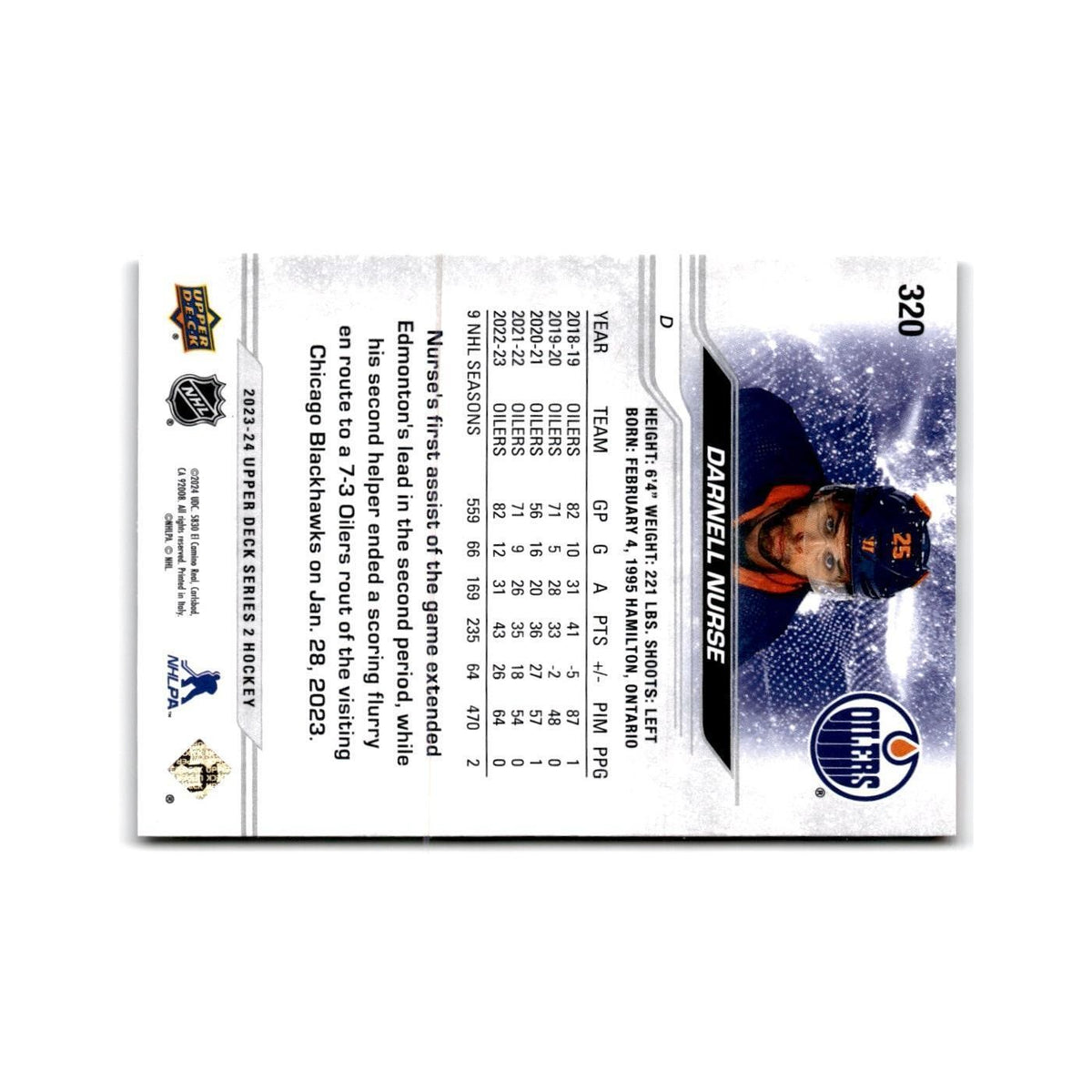 2023 Upper Deck Darnell Nurse Edmonton Oilers #320