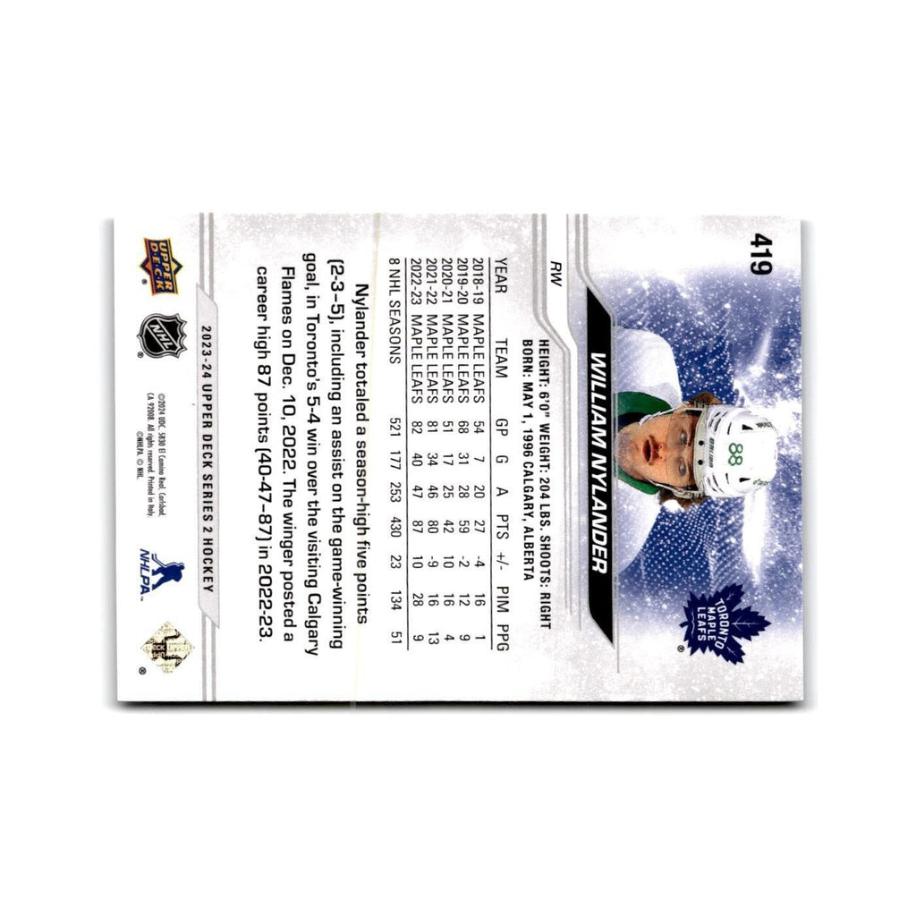 2023 Upper Deck William Nylander Toronto Maple Leafs #419