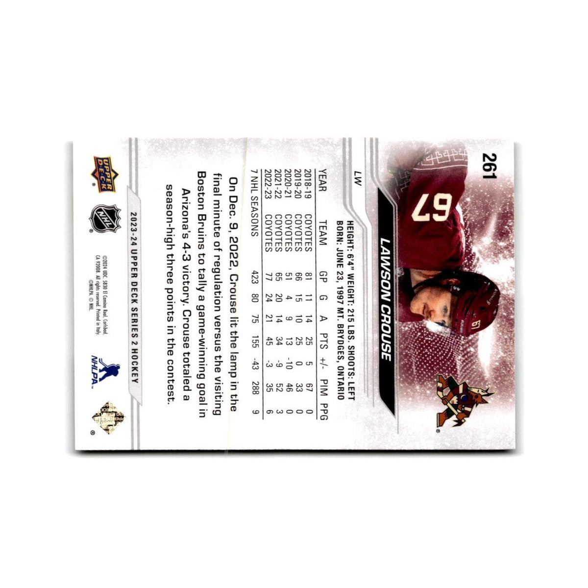 2023 Upper Deck Lawson Crouse Arizona Coyotes #261