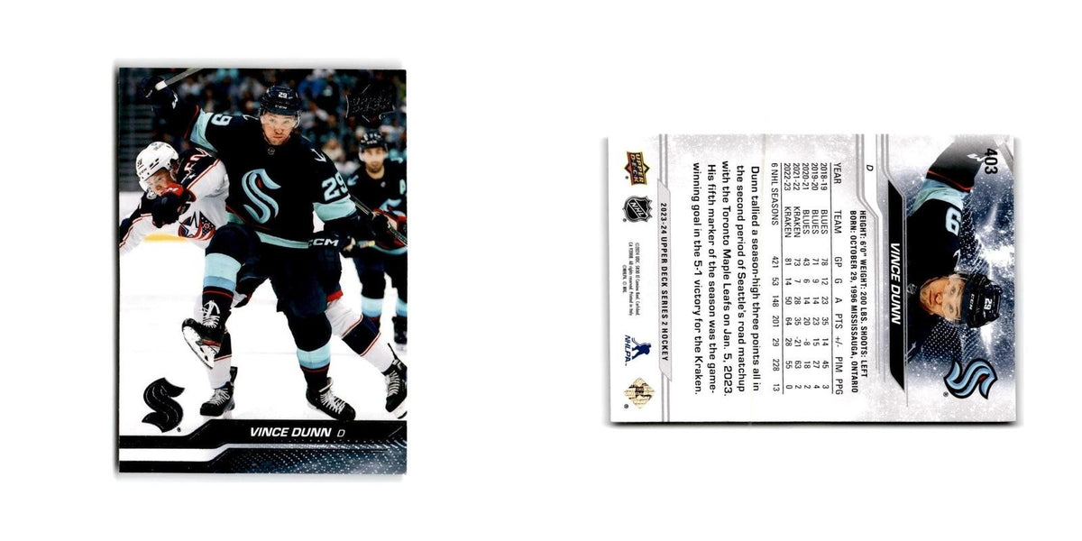 2023 Upper Deck Vince Dunn Seattle Kraken #403