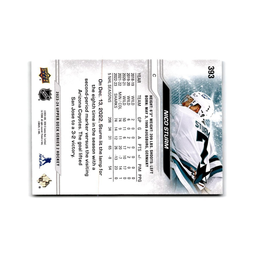 2023 Upper Deck Nico Sturm San Jose Sharks #393