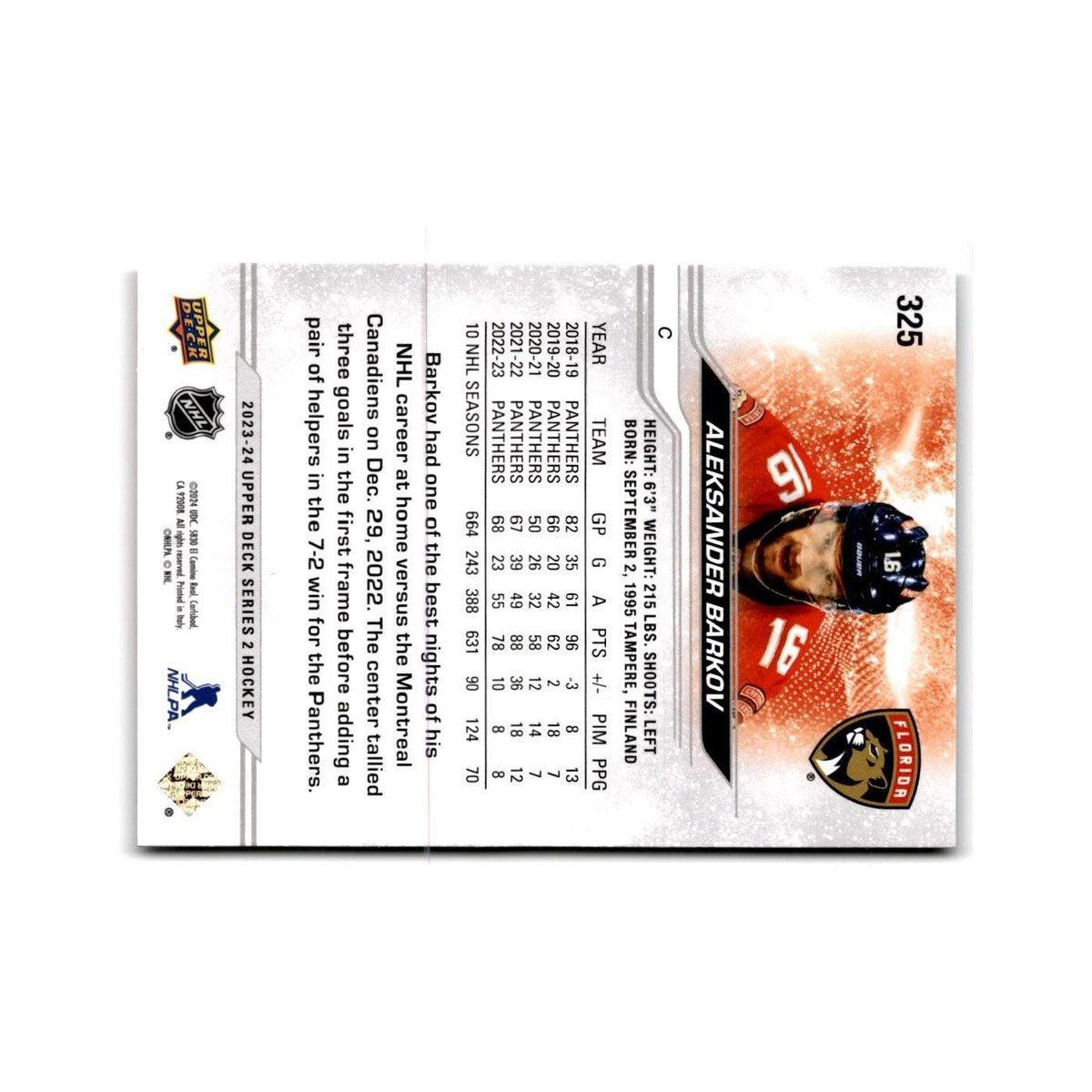 2023 Upper Deck Aleksander Barkov Florida Panthers #325