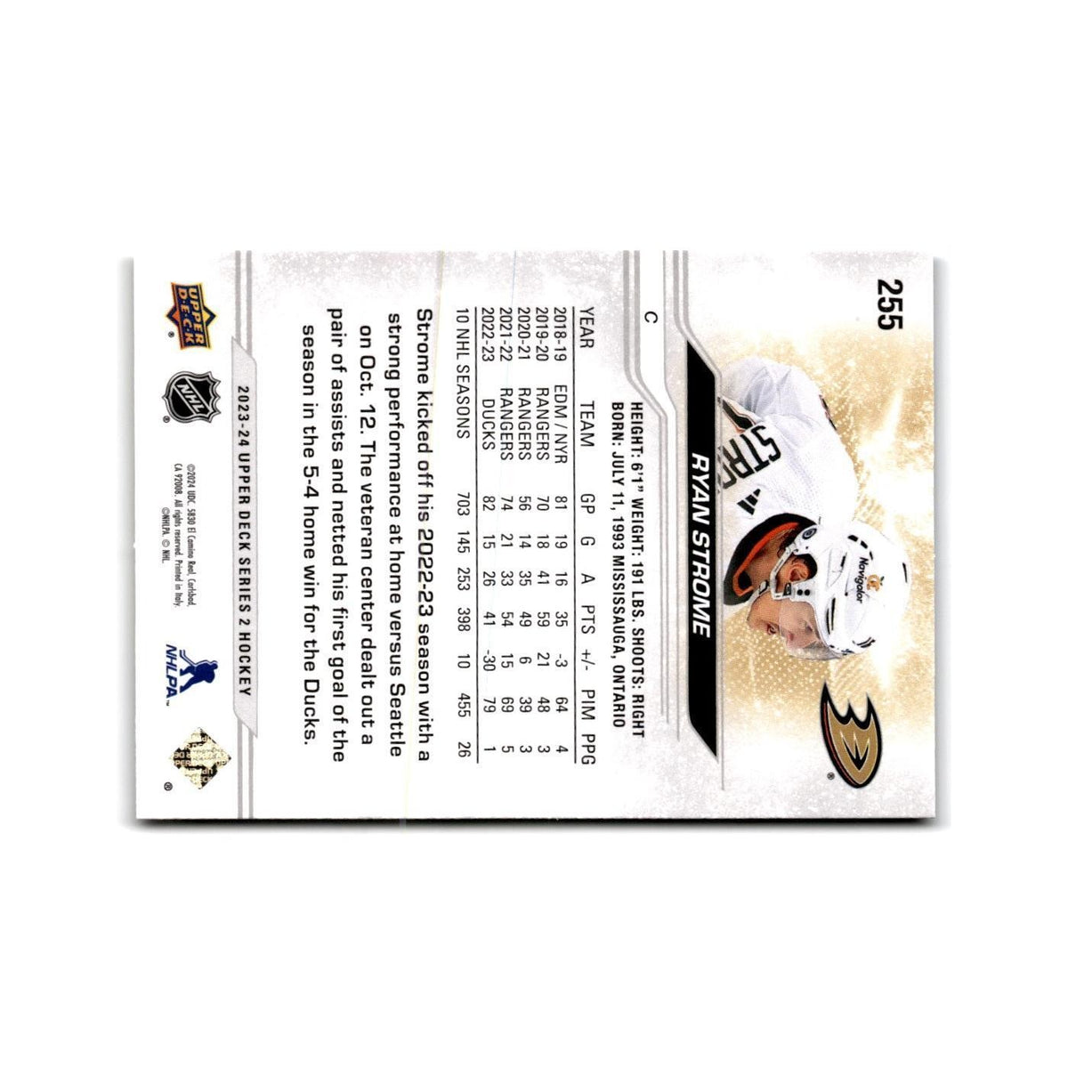 2023 Upper Deck Ryan Strome Anaheim Ducks #255