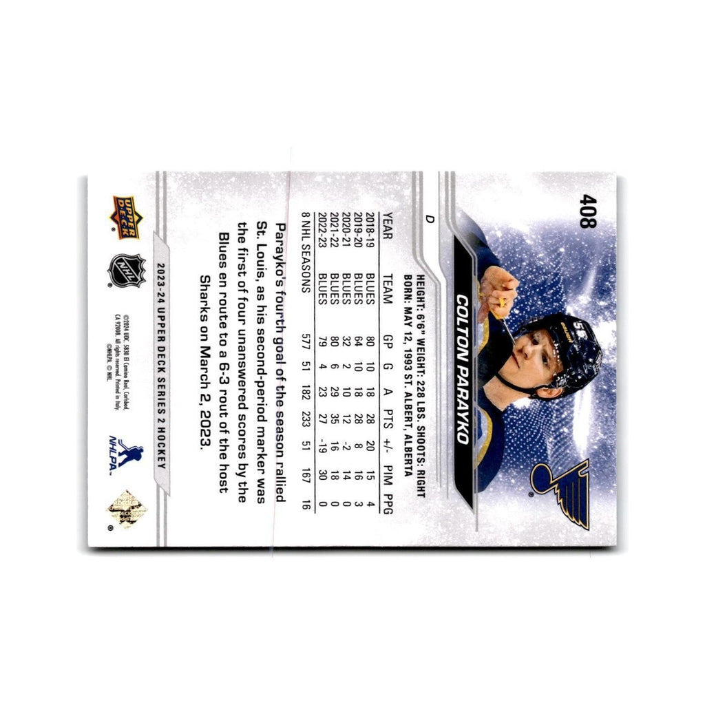 2023 Upper Deck Colton Parayko St. Louis Blues #408