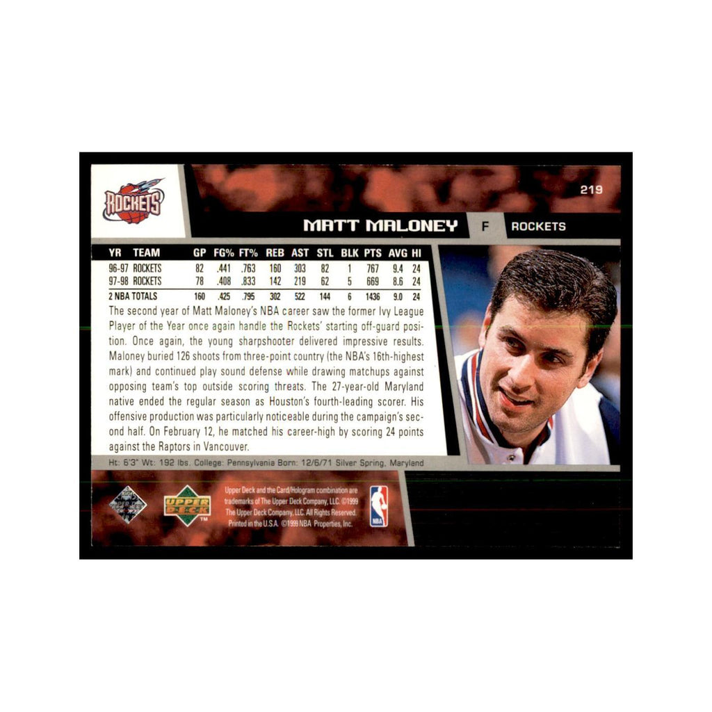 1998 Upper Deck Matt Maloney Basketball Cards #219