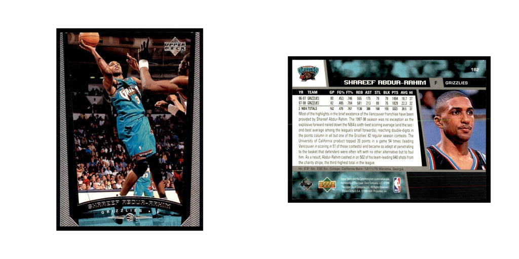 1998 Upper Deck Shareef Abdur-Rahim Basketball Cards #182