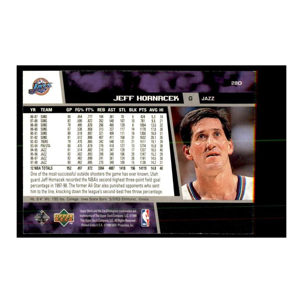 1998 Upper Deck Jeff Hornacek Basketball Cards #280