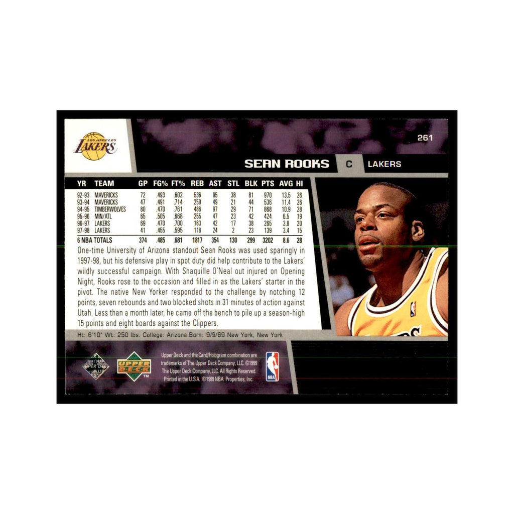 1998 Upper Deck Sean Rooks Basketball Cards #261