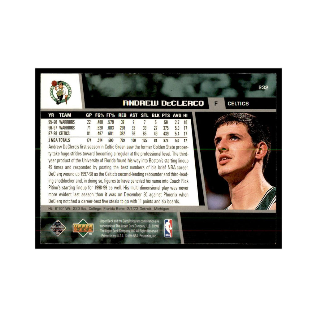 1998 Upper Deck Andrew DeClercq Basketball Cards #232