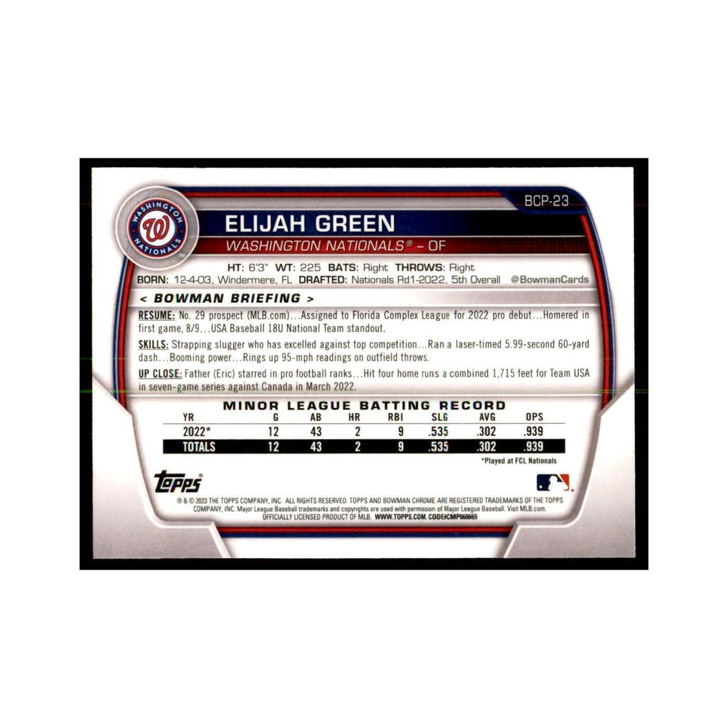 2023 Bowman Chrome Prospects Elijah Green Baseball Cards #BCP-23
